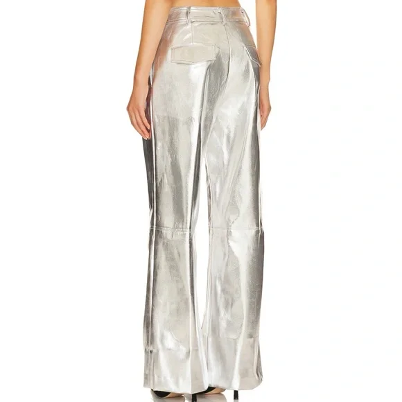 Women's Silver Metallic Pants - Picture 3 of 12